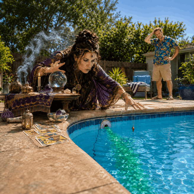 Illustration of finding a swimming pool leak