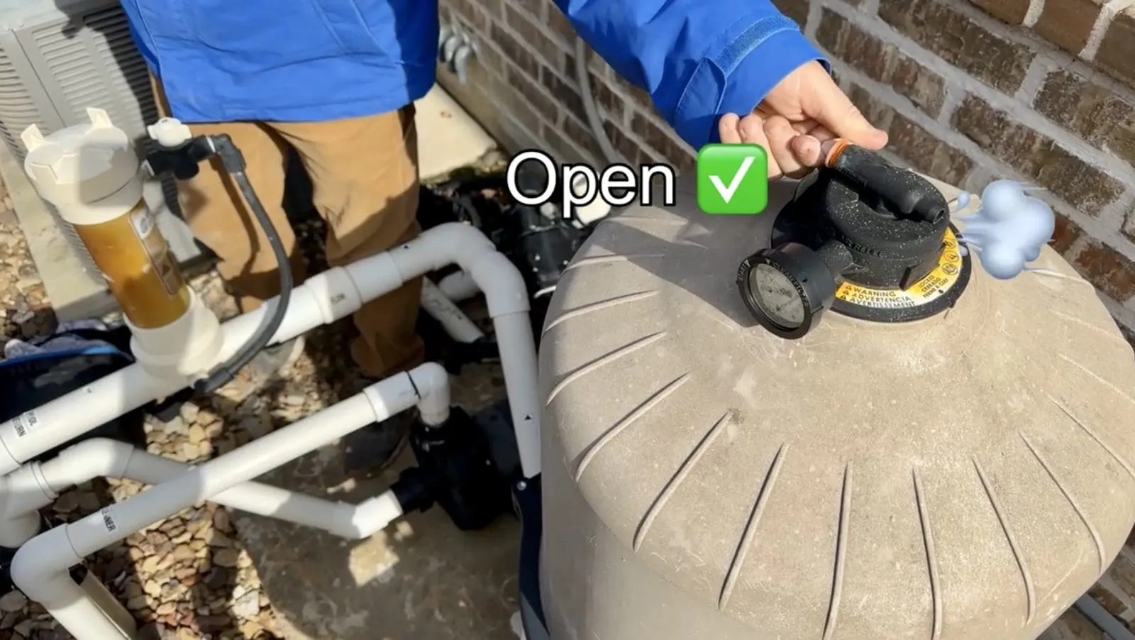 Opening a pool filter air-relief valve for winterization