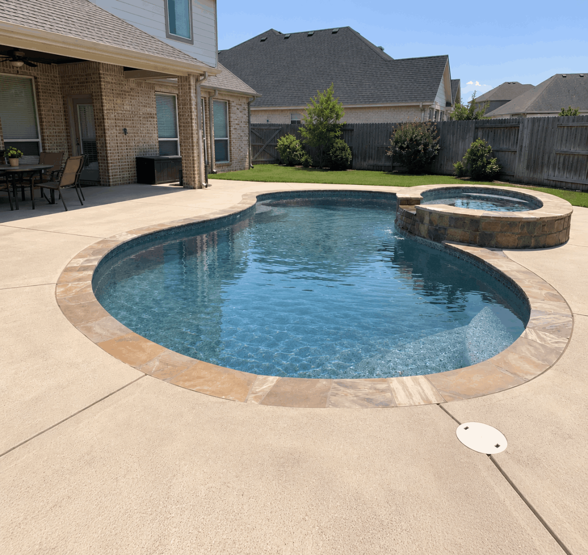 Pool and attached spa used for a pool-or-spa leak isolation test