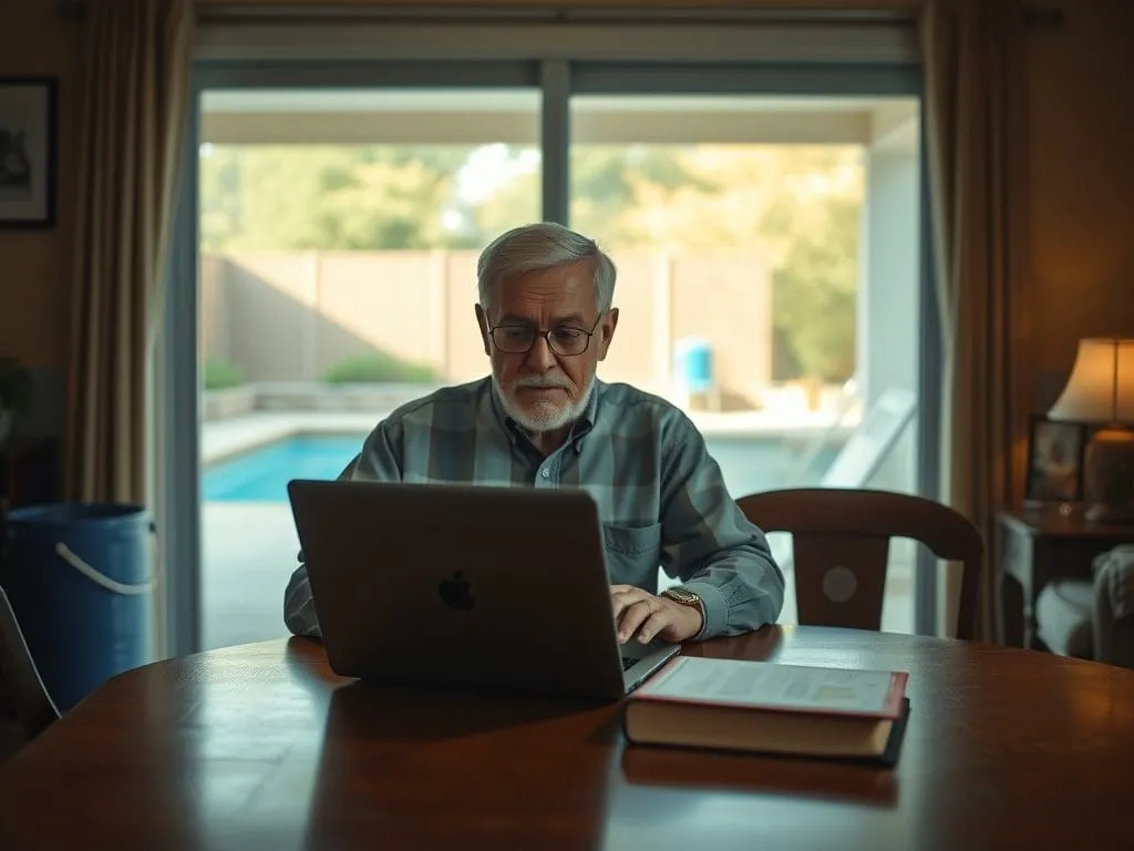 Pool owner researching service options online
