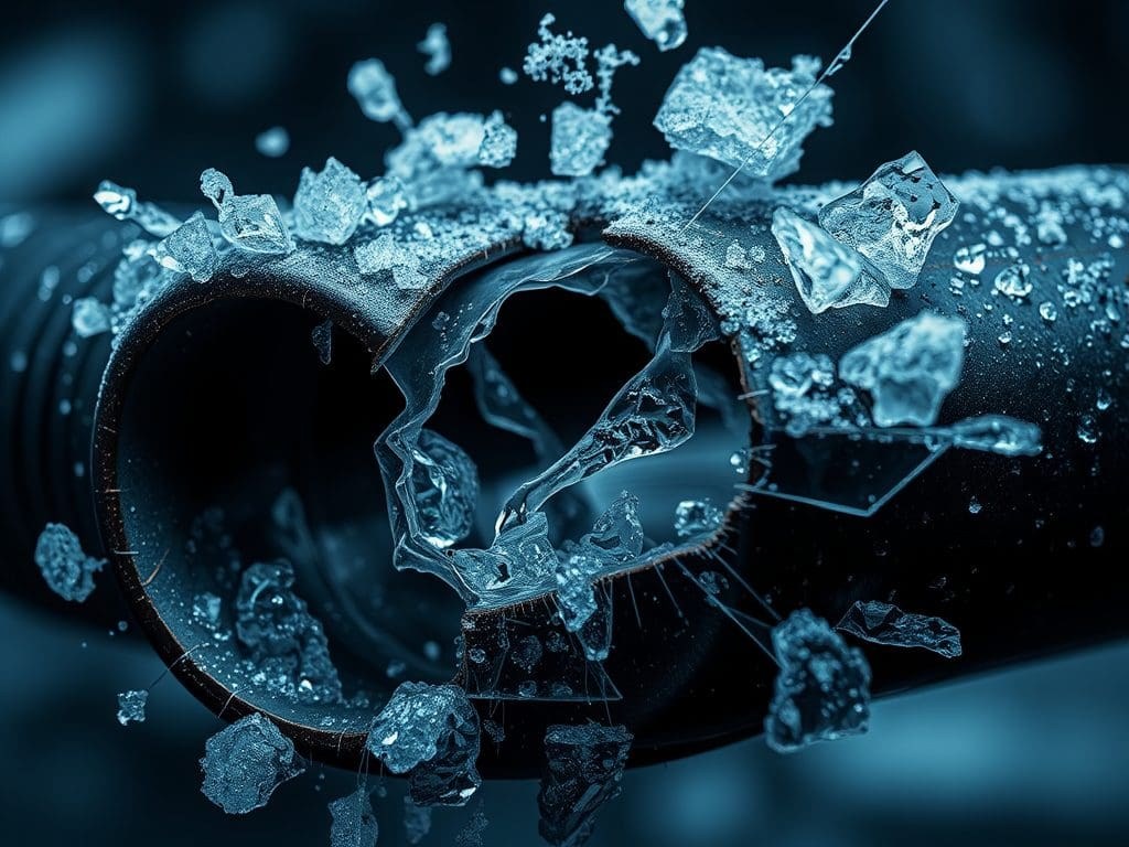Broken PVC pool pipe caused by freezing water